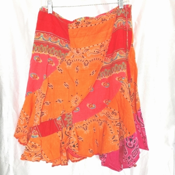 Andrea Sarando Dresses & Skirts - Andrea Sarando patchwork Paisley bandana handkerchief wraparound skirt S/M